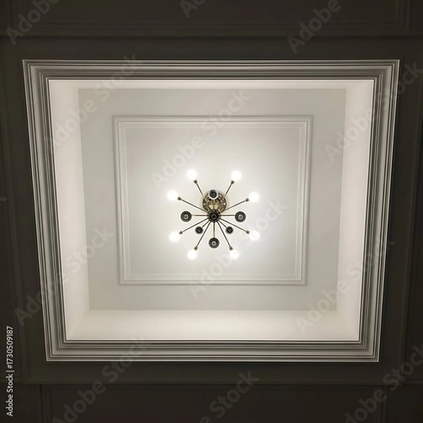 Fototapeta Elegant Modern Ceiling Design with Chandelier.