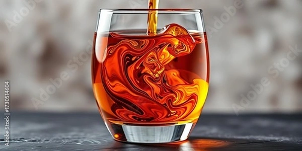 Fototapeta Amber liquid swirling in a snifter glass, highlighting rich color and texture,  distillation,  golden