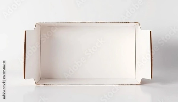 Fototapeta Clean, empty white cardboard box on plain background, shipping box, container box