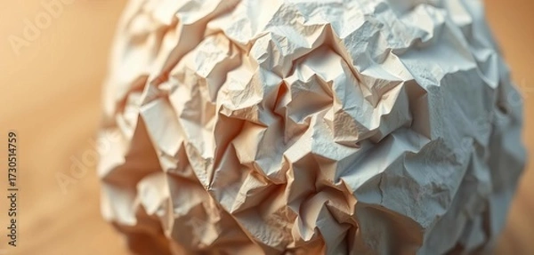 Fototapeta Close-up of a crumpled paper ball, texture highlighted,  desk,  studio