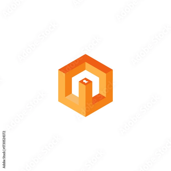 Fototapeta abstract 3D cube hexagon pattern geometric key