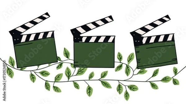 Fototapeta Three clapperboards with vines