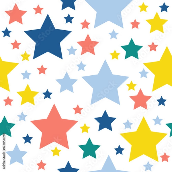 Fototapeta Abstract star seamless pattern background. Childish handcrafted wallpaper