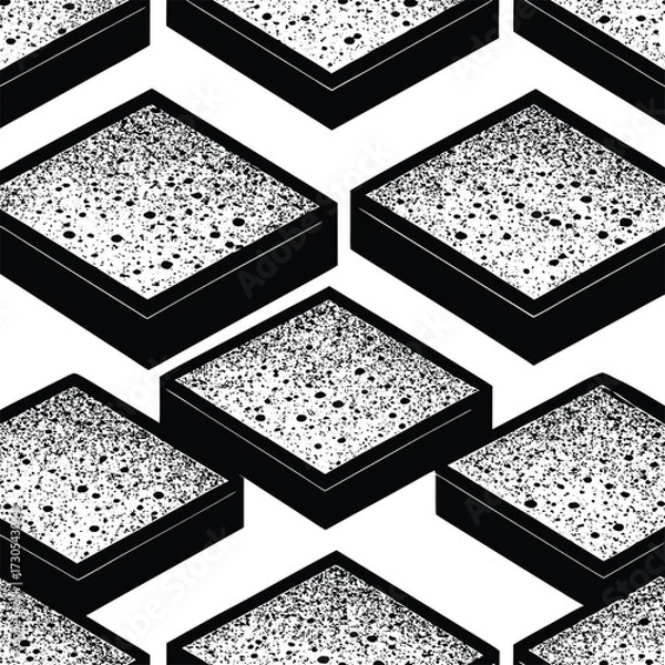 Fototapeta Vibrant green grass and reeds sway gently in the wind, a fresh detail of nature's bright spring growthBlack and white square pattern food market illustration with a subtle texture design