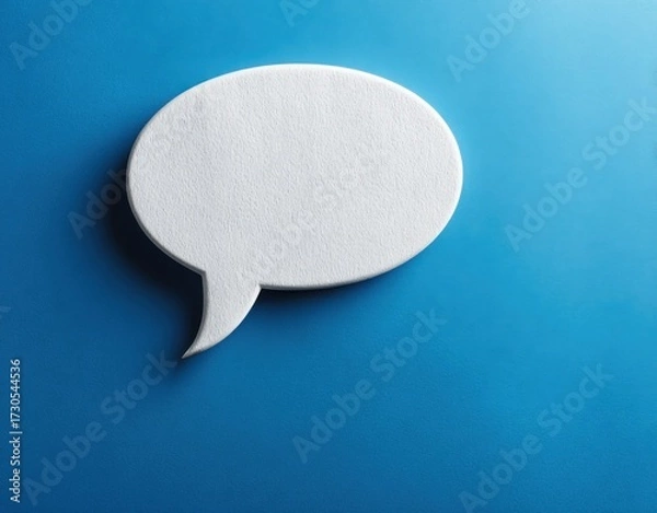Fototapeta White Speech Bubble on Blue Background for Communication Concepts