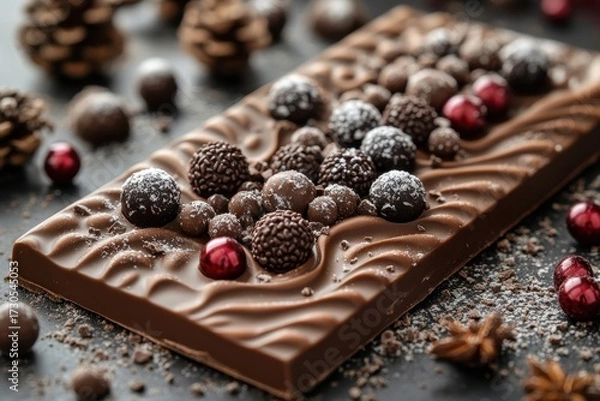 Fototapeta Chocolate covered with chocolate and nuts.