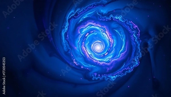 Fototapeta Intricate swirling nebula-like pattern in deep blues and purples, cosmic, color