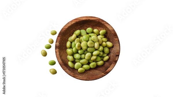 Fototapeta Overhead View of Fresh Green Beans in a Bowl on Black Background