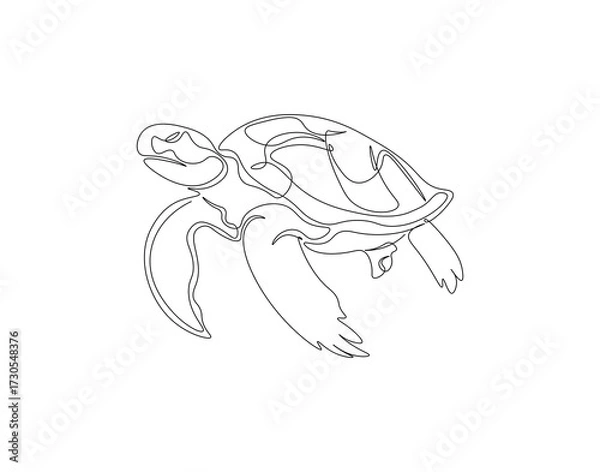 Obraz Sea turtle continuous line. Continuous one line drawing of sea turtle. Marine animal concept. Single line drawing