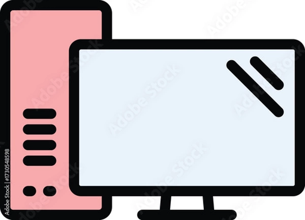 Fototapeta Computer line icon. PC component sign. Vector illustration