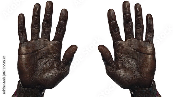 Fototapeta Close-up of Two Hands Covered in Dark Glitter
