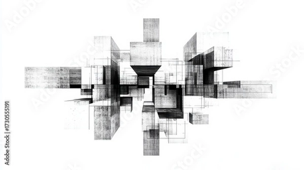 Fototapeta architecture collage , low saturation , gas field , line art , black and white , more white