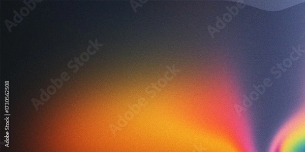 Fototapeta Warm Orange and Pink Gradient with Rainbow Light Streaks abstract background
