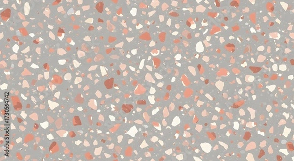 Fototapeta Modern Terrazzo Seamless Pattern with Coral and Gray Chips