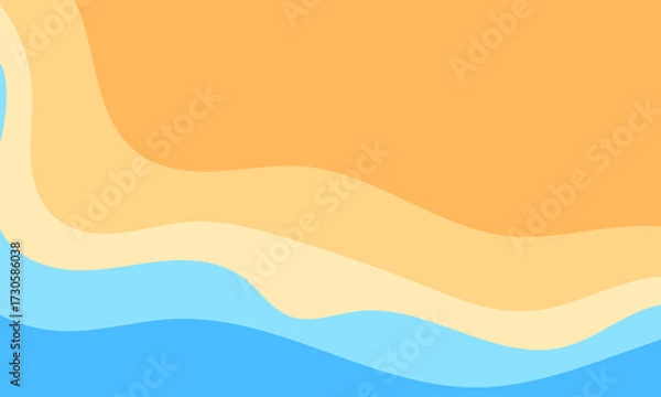 Fototapeta abstract illustration resembling aerial view of ocean meeting sandy beach with layered colorful gradient waves