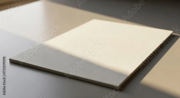 Fototapeta A close up shot of a blank canvas on a table with a light shadow across the surface