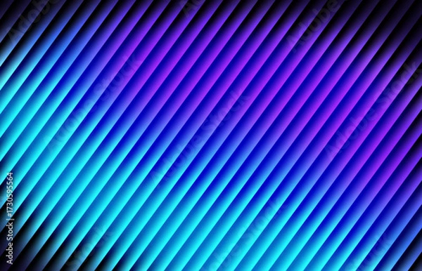 Obraz Blue and violet gradient with diagonal glowing glass stripe effect on black background — futuristic abstract neon waves, smooth radiant motion, transparent layers, and modern energy.