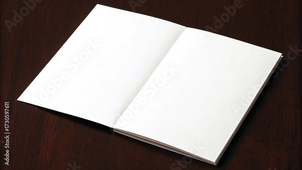 Fototapeta Open blank notebook on a dark wooden table
