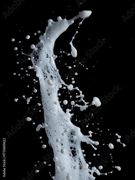 Fototapeta Dynamic splash of light blue liquid frozen in mid-air against a dark backdrop
