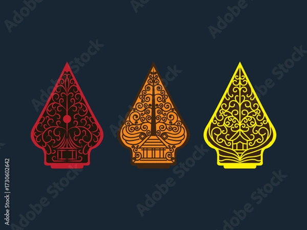 Fototapeta indonesian wayang gunungan traditional hand drawn abstract vintage javanese ornament element batik