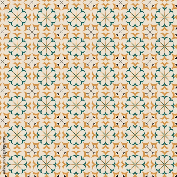 Fototapeta seamless pattern with geometric flowers abstract background graphic design print for fabric home decor surface design packaging vector illustration