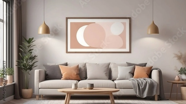 Fototapeta Mockup frame, poster empty close up in home design, modern element mockup interior