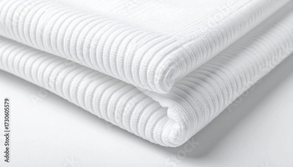 Fototapeta Folded White Ribbed Knit Fabric Stack