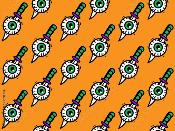 Obraz monster illustration skull brain eye knife blade stabzombie frankenstein eyeball worm maggot