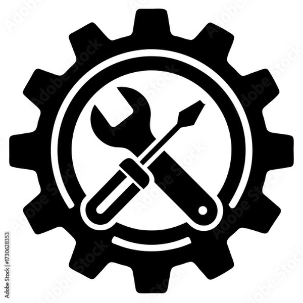 Obraz Repair icon vector black design silhouette on white background