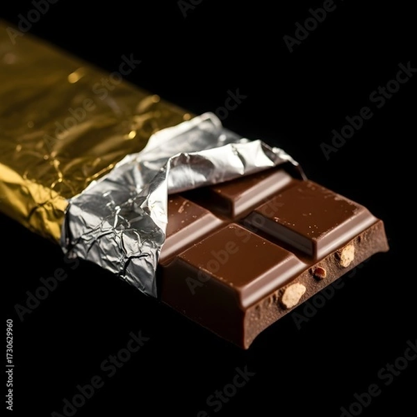 Obraz Chocolate bar with foil partly unwrapped