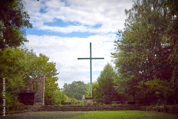 Fototapeta Monument of the old Himmelpforten monastery in Ense, Germany, close to Moehne River