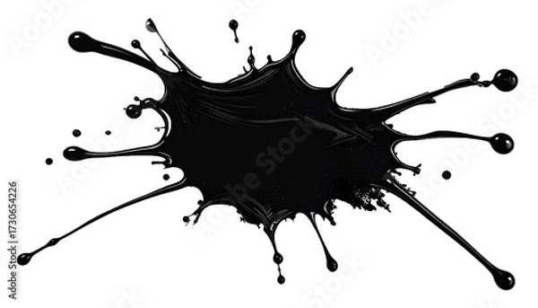 Fototapeta Abstract Black Paint Splash Silhouette with Irregular Drips and Splatter Isolated on Transparent Background