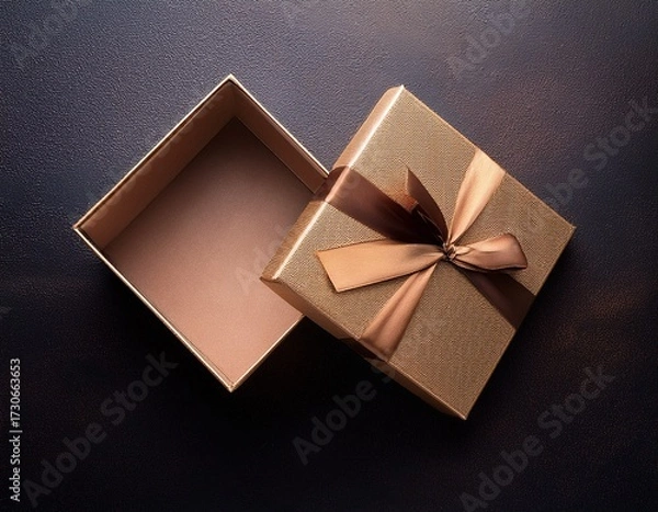 Fototapeta open gift box on dark background top view