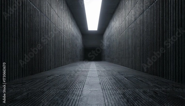 Fototapeta 3d render of dark abstract concrete interior tunnel design with lighting abstract futuristic empty floor and room scifi corridor with light for showcaseroominteriordisplay productsmodern