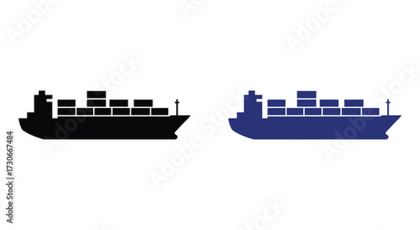 Fototapeta Two container ships displayed in black and blue a striking silhouette