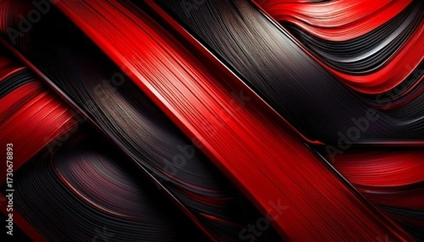 Obraz abstract red and black metal texture background geometric patterns and dynamic metallic lines
