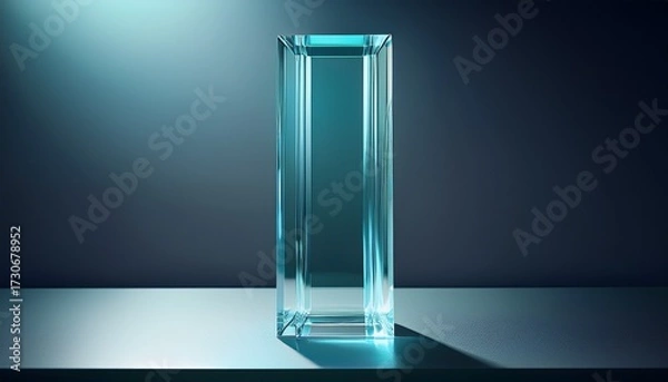Obraz a tall clear glass rectangular award stands alone