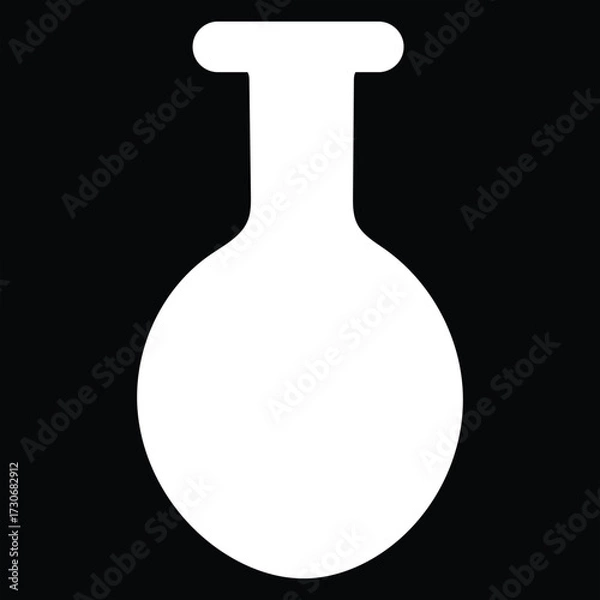 Fototapeta White outline of a laboratory flask on a black background Keywords: flask, beaker, laboratory, science
