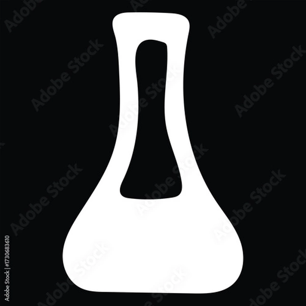 Fototapeta White Silhouette Of A Laboratory Flask On A Black Background science experiment