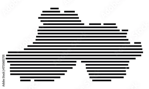 Fototapeta Symbol Map of the city Langenau (Baden-Württemberg, Germany) showing the area of the city with just a few black horizontal lines
