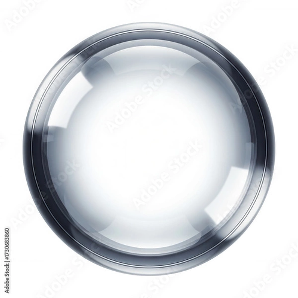 Fototapeta Clear glass sphere with metallic rim isolated on a transparent background image