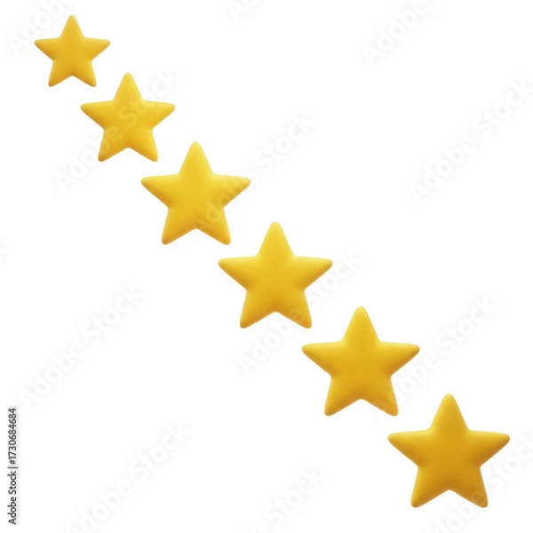 Fototapeta Yellow stars arranged diagonally against black isolated on a transparent background shapes objects