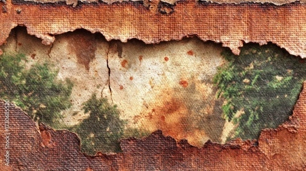 Fototapeta Weathered surface with faded trees image