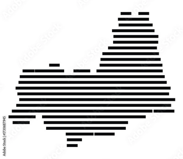 Fototapeta Symbol Map of the city Prien a.Chiemsee (Bayern, Germany) showing the area of the city with just a few black horizontal lines