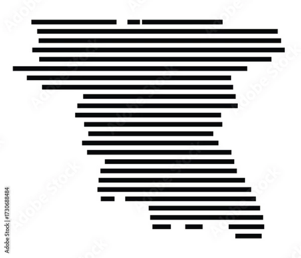 Fototapeta Symbol Map of the city Taufkirchen (Bayern, Germany) showing the area of the city with just a few black horizontal lines