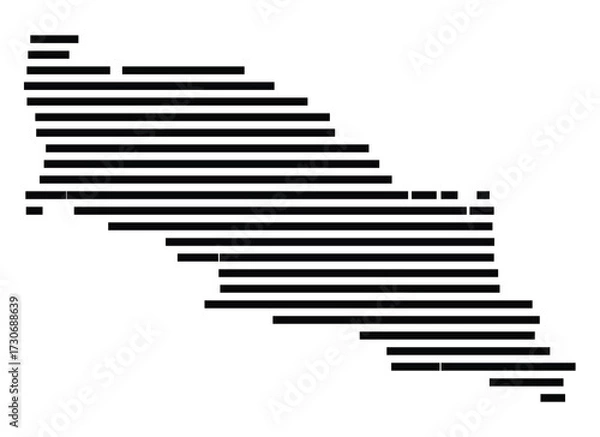 Fototapeta Symbol Map of the city Weilheim i.OB (Bayern, Germany) showing the area of the city with just a few black horizontal lines