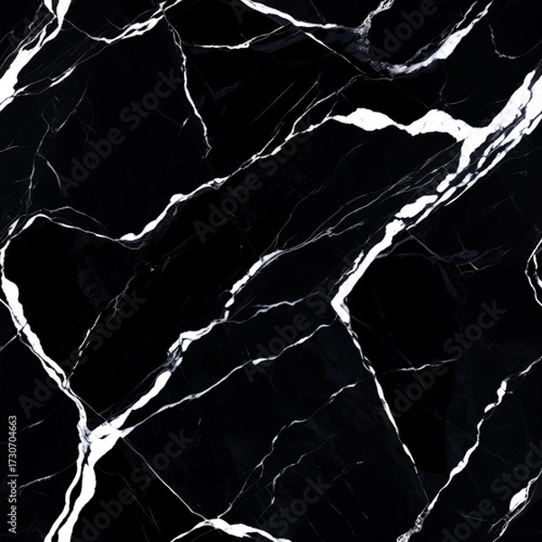 Obraz Stylish Black Marble Surface With Bold White Veins For Modern Interior
