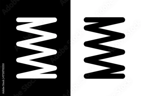 Fototapeta Spring icon. Symbol of shock absorption, extension or compression. Element of a machine or mechanism. Coiled cylindrical spring. Raster icon.