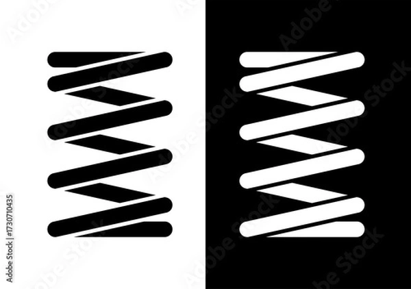 Fototapeta Spring icon. Symbol of shock absorption, extension or compression. Element of a machine or mechanism. Coiled cylindrical spring. Raster icon.