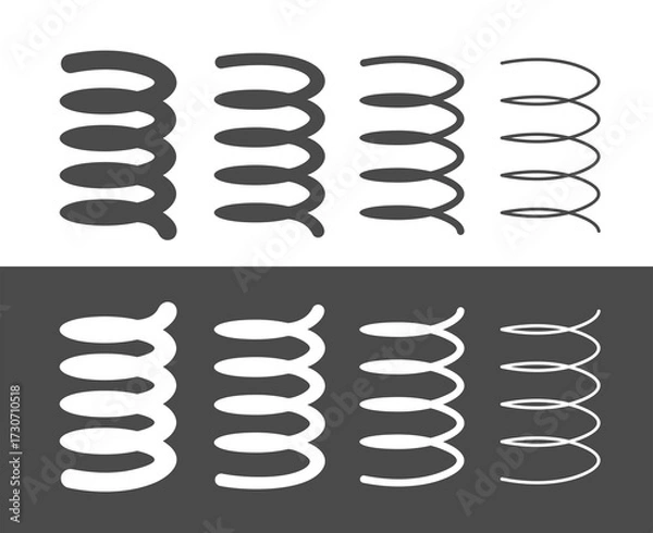 Fototapeta Spring icon. Symbol of shock absorption, extension or compression. Element of a machine or mechanism. Coiled cylindrical spring. Raster icon.